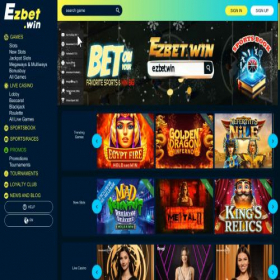 Скриншот главной страницы сайта ezbet.win