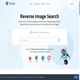 Скриншот главной страницы сайта tineye.com